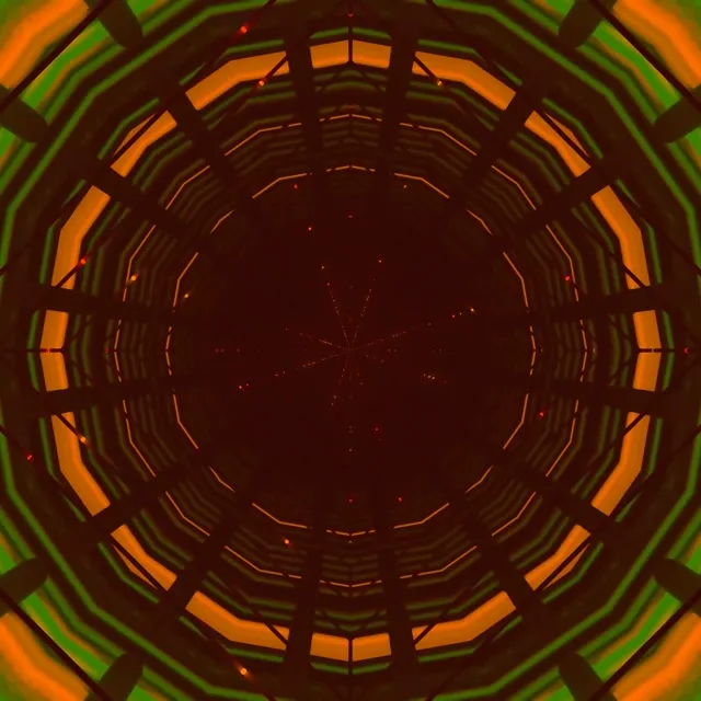 Neon Tunnel Orange Green Grid Vortex 1:1 Square 60fps Screensaver Vj Loop