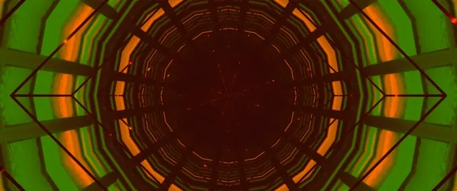 Neon Tunnel Green Orange Radial Vortex Vj Loop 2.39:1 Cinemascope 60fps Screensaver