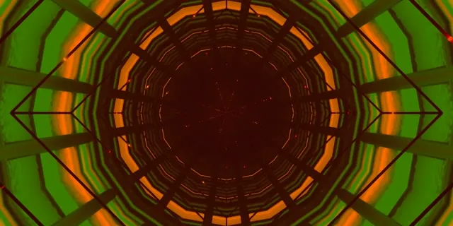 Neon Tunnel Green Orange Web Vortex Vj Loop 2:1 Univisium 60fps Screensaver