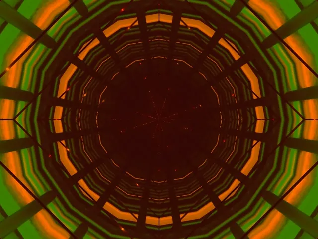Neon Tunnel Green Orange Grid Vortex VJ Loop 4:3 Classic 60fps Screensaver