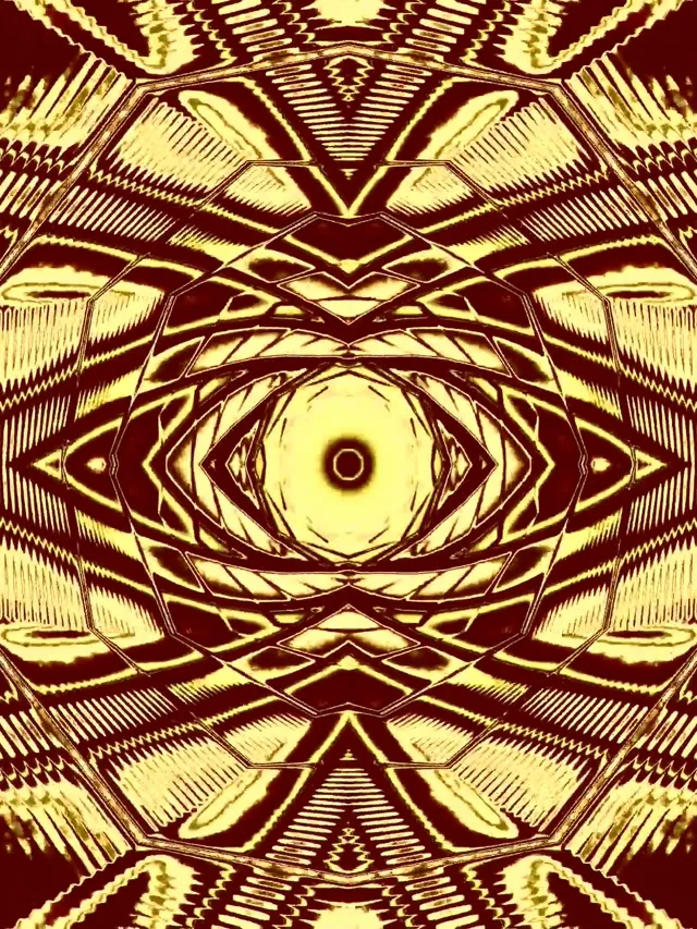 Golden Neon Tunnel Eye Screensaver VJ Loop 3:4 iPad Portrait 60fps