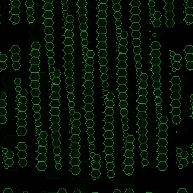 1:1 Square 60fps Screensaver Neon Tunnel Live Wallpaper Green Hexagon Pattern