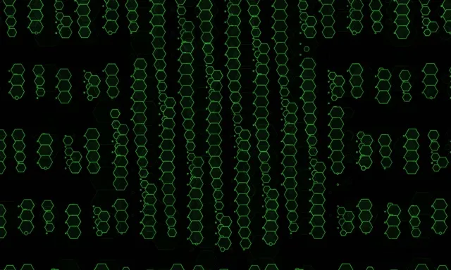 5:3 Wide 60fps Screensaver Neon Tunnel VJ Loop Green Hexagon Background
