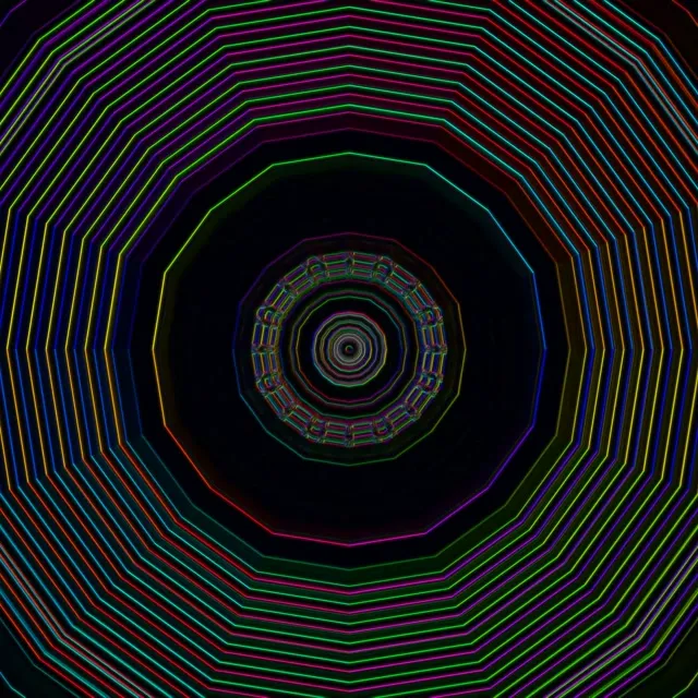 Neon Tunnel Concentric Octagon Vortex | 1:1 Square 60fps Screensaver VJ Loop