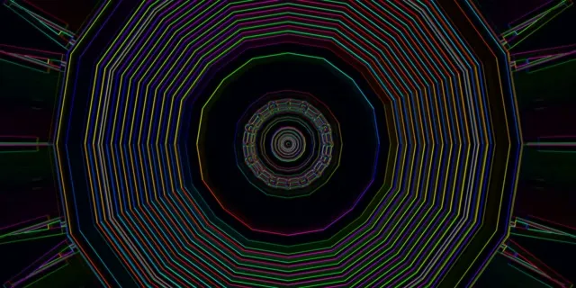 Neon Tunnel Octagonal Vortex Loop 2:1 Univisium 60fps VJ Animation Screensaver