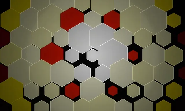 5:3 Wide Hexagon 60fps Screensaver VJ Loop Red Gold Neon Tiles