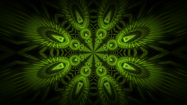 4K UHD 60fps Neon Tunnel Screensaver PC - Green Kaleidoscope VJ Loop