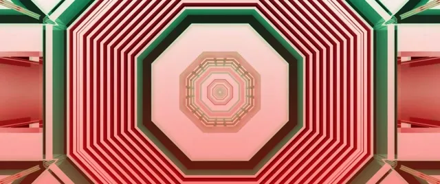 Red Green Octagon Neon Tunnel Screensaver 2.39:1 Cinemascope 60fps VJ Loop