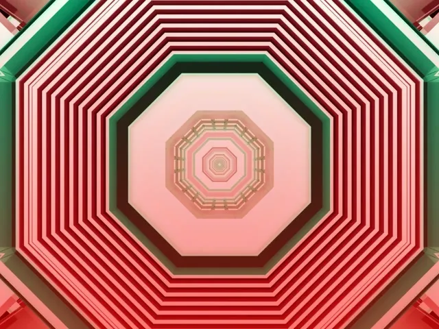 Red Octagon Neon Tunnel Screensaver 4:3 Classic 60fps Vj Loop