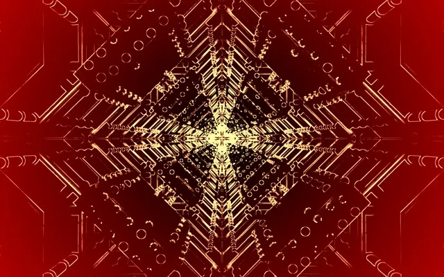 Golden Symmetrical Neon Tunnel VJ Loop 16:10 MacBook 60fps Screensaver