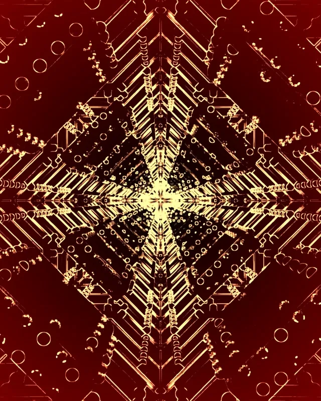 Golden Symmetrical Neon Tunnel Vortex | 4:5 Instagram | 60fps Screensaver Loop