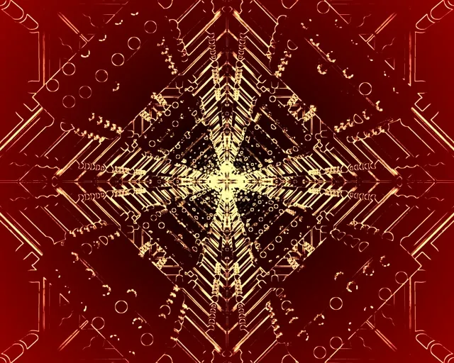 Golden Symmetric Neon Tunnel 5:4 Industrial 60fps Screensaver VJ Loop