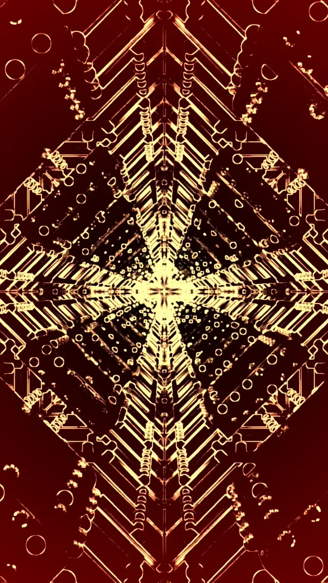 Golden Symmetrical Neon Tunnel 9:16 Reels 60fps VJ Loop Screensaver