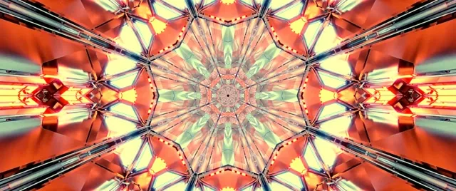 neon tunnel 2.39:1 cinemascope 60fps screensaver vj loop red diamond symmetry rays
