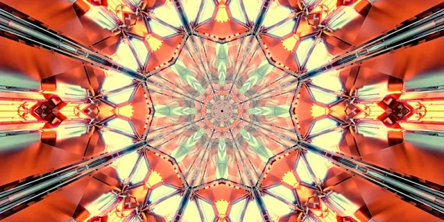 10 hours neon tunnel 2:1 univisium 60fps screensaver vj loop red cyan kaleidoscope
