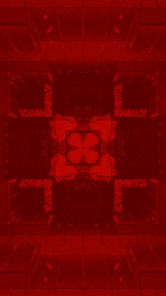 Red neon tunnel pulsating cube vortex 9:16 reels 60fps screensaver VJ loop
