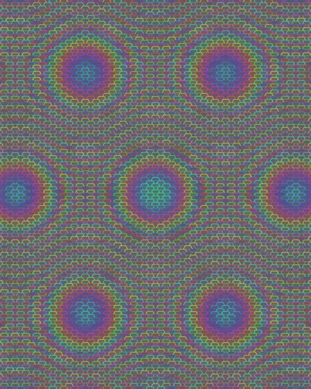 4:5 Instagram 60fps Purple Gold Concentric Hexagon Expanding Motion Background Screensaver