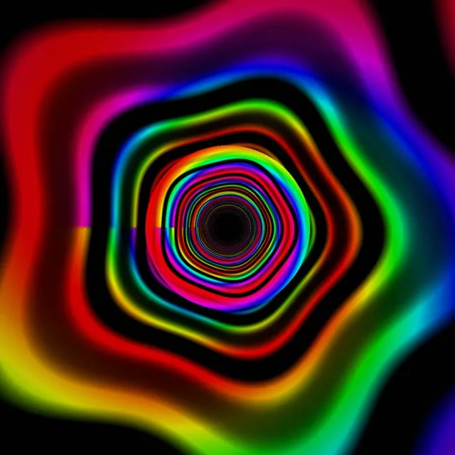 1:1 Square | 60fps Rainbow Spiral Kaleidoscope | VJ Background Motion Loop