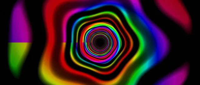 21:9 Ultrawide | 60fps Neon Spiral Kaleidoscope VJ Loop | Rainbow Motion