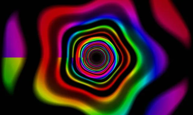 5:3 Wide | 60fps Rainbow Spiral Kaleidoscope Screensaver | VJ Loop Motion
