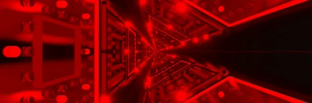 Red Neon Tunnel VJ Loop 3:1 Triple Wide 60fps Screensaver Circuit Grid