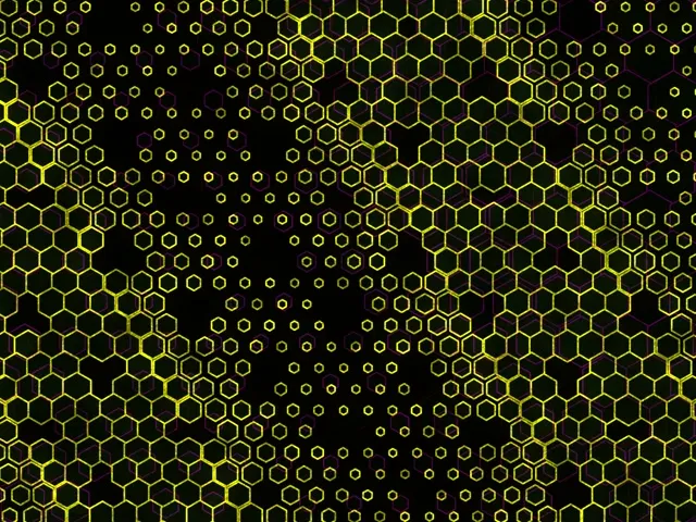 4:3 Classic 60fps Hexagon Screensaver | Yellow Neon Motion Background