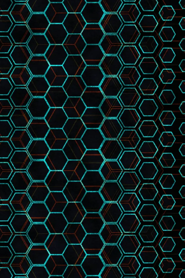 2:3 Photo Portrait 60FPS Cyan Hexagon Grid Screensaver | Neon Motion