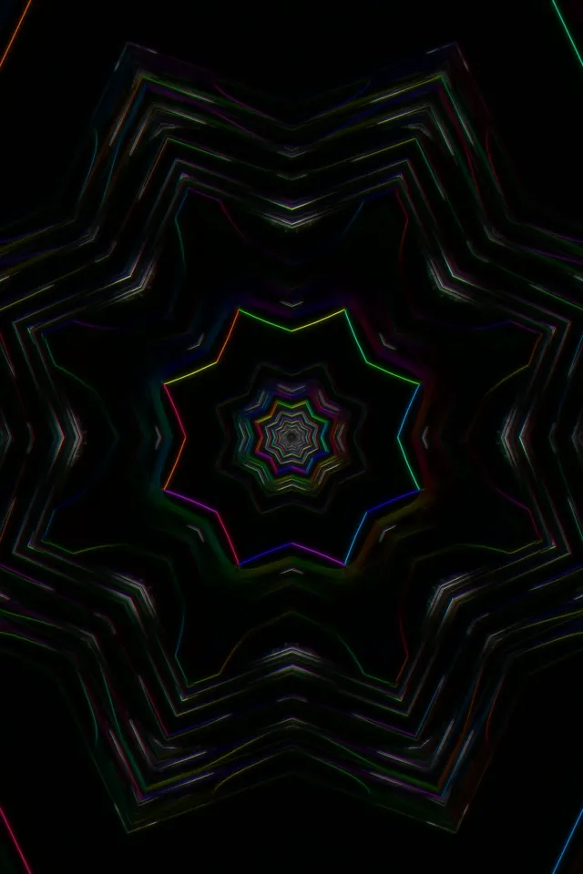 Neon Tunnel Kaleidoscope VJ Loop 60fps 2:3 Portrait Screensaver