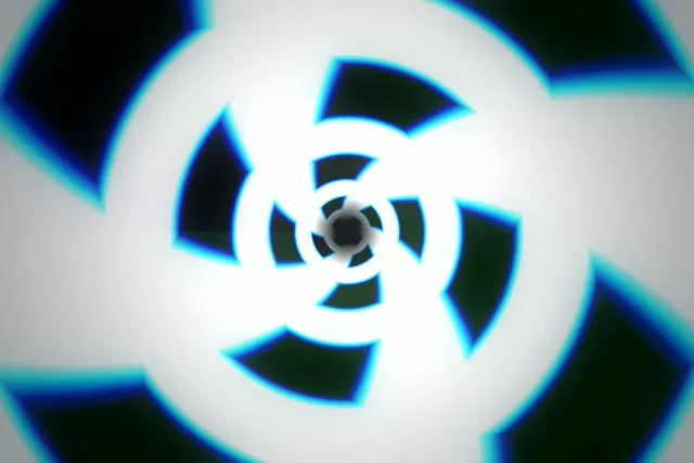 3:2 Surface 60fps Screensaver Neon Tunnel VJ Loop Cyan Glowing Radiation Symbol