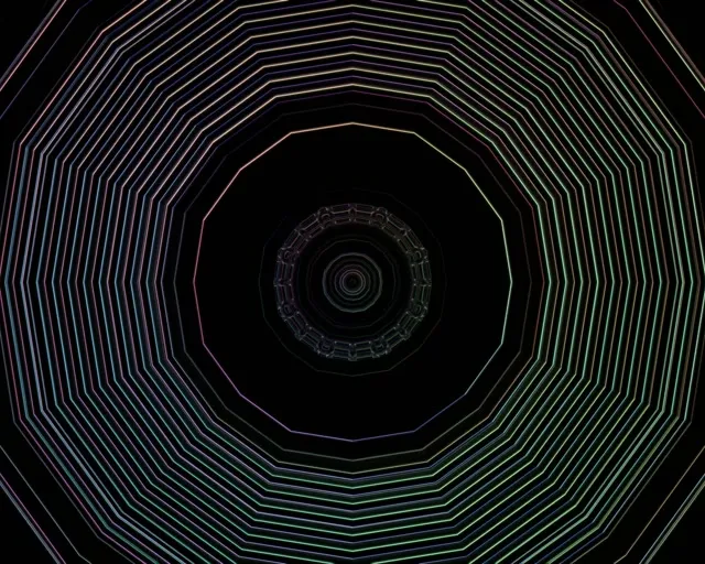 Neon Tunnel Octagon Vortex | VJ Loop 5:4 Industrial 60fps Screensaver