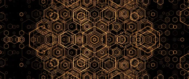 2.39:1 Cinemascope 60fps Hexagon Screensaver Motion Background Gold