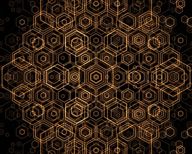 5:4 Industrial 60fps Hexagon Screensaver VJ Animation Gold Geometric