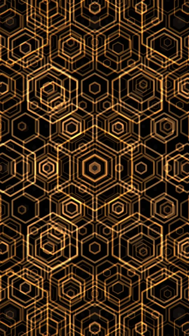 9:16 Reels 60fps Golden Hexagon Screensaver VJ Animation Neon