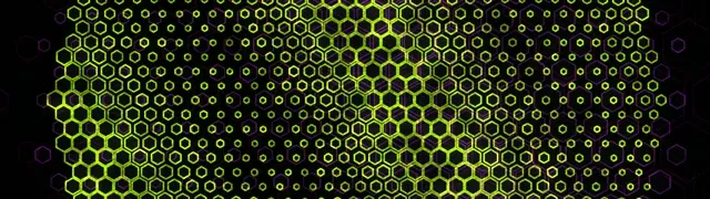 32:9 Super Ultrawide 60fps Screensaver Neon Tunnel VJ Loop Yellow Hexagon