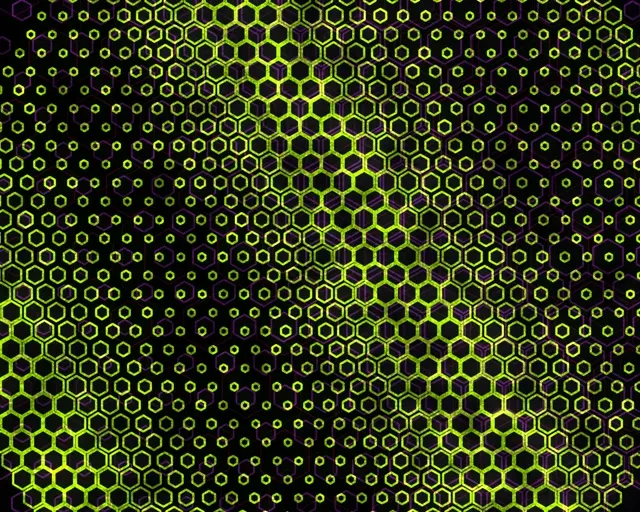 5:4 Industrial 60fps Screensaver Neon Tunnel VJ Loop Yellow Honeycomb Grid