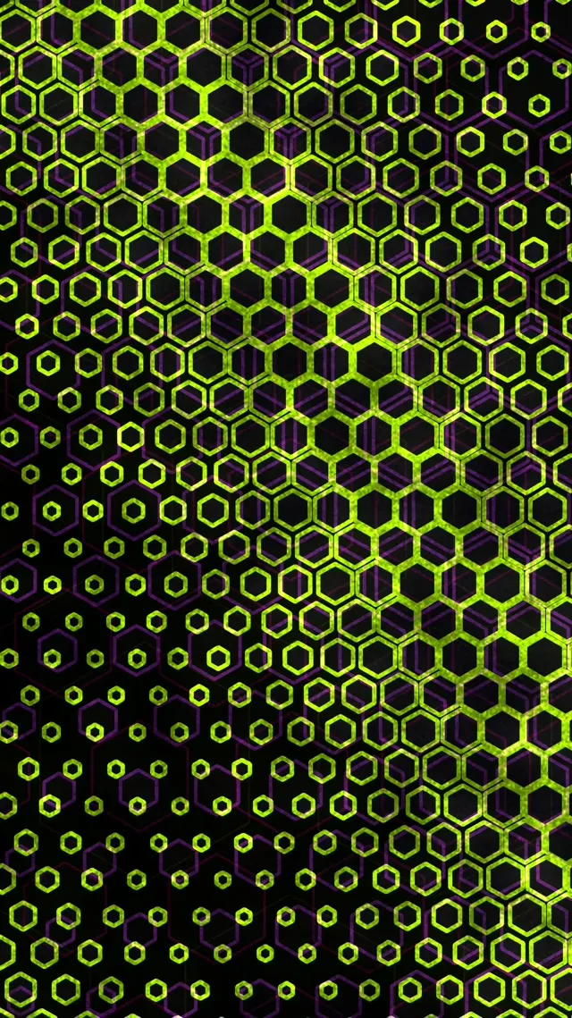 9:16 Reels 60fps Screensaver Neon Tunnel VJ Animation Yellow Hex Pattern