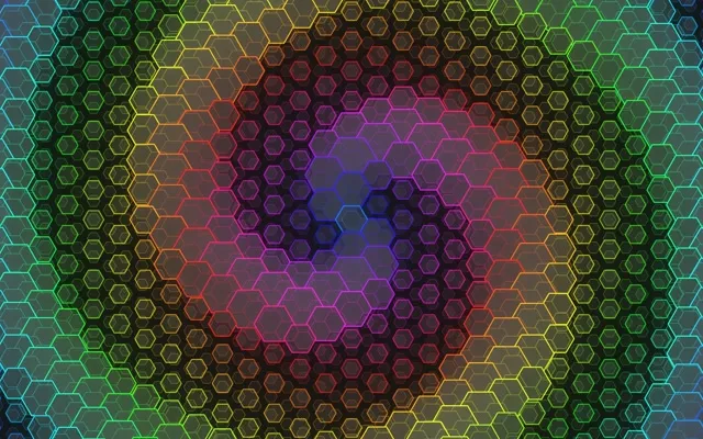 16:10 MacBook | 60fps Shimmering Magenta Cyan Hexagon Screensaver VJ Loop