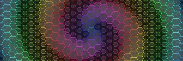 3:1 Triple Wide | 60fps Blazing Crimson Cyan Hexagon Kaleidoscope Screensaver Edit