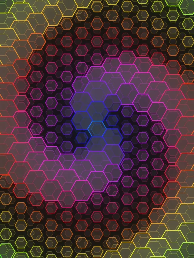 3:4 iPad Portrait | 60fps Flowing Magenta Lime Hexagon Screensaver Live Wallpaper