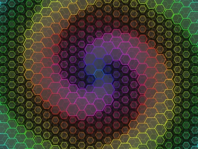 4:3 Classic | 60fps Pulsing Emerald Yellow Hexagon Fractal Screensaver Animation