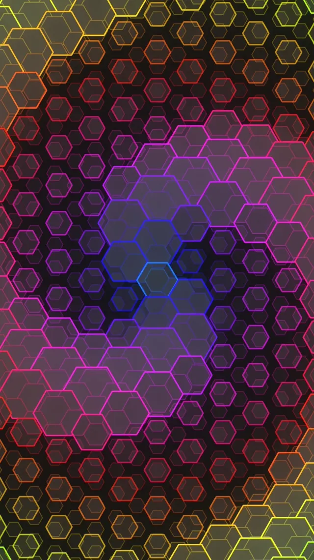 9:16 Reels | 60fps Cyan Emerald Hexagon Vortex Screensaver Live Wallpaper