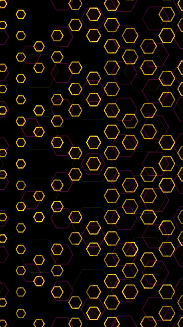 9:16 Reels 60FPS Golden Hexagon Kaleidoscope Screensaver VJ Animation