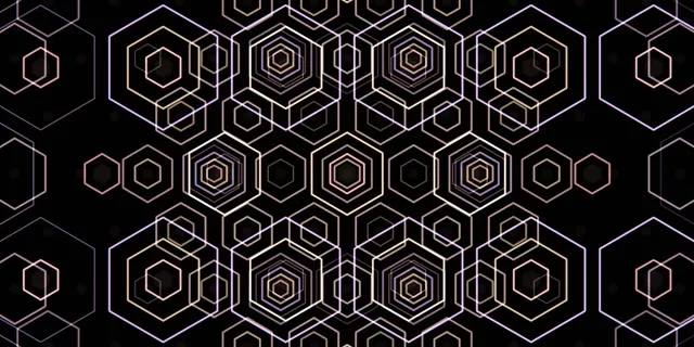 2:1 Univisium | 60fps Geometric Hexagon Kaleidoscope Screensaver Motion BG