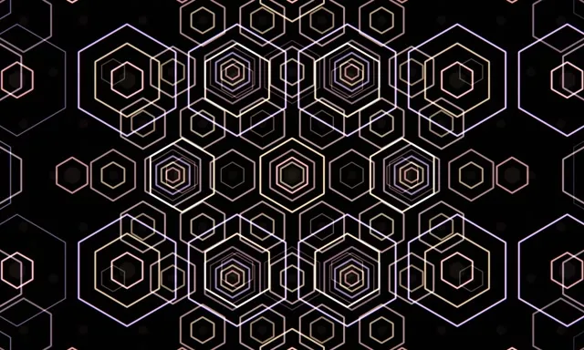5:3 Wide | 60fps Neon Hexagon Tunnel Screensaver VJ Loop Background Edit