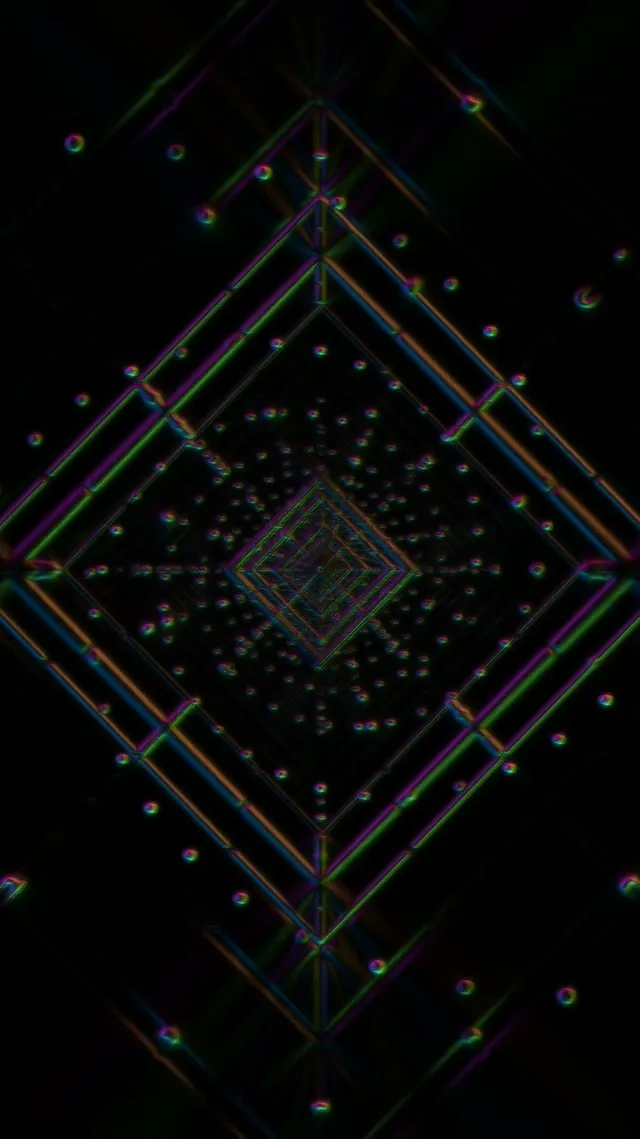 neon tunnel 9:16 reels 60fps screensaver pulsating geometric vortex vj animation