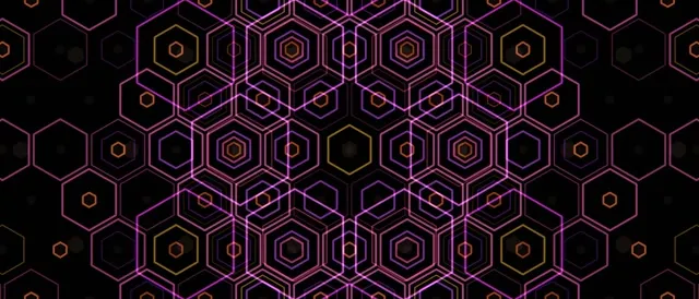 21:9 Ultrawide | 60FPS Neon Hexagon Screensaver | Motion Background Purple Gold
