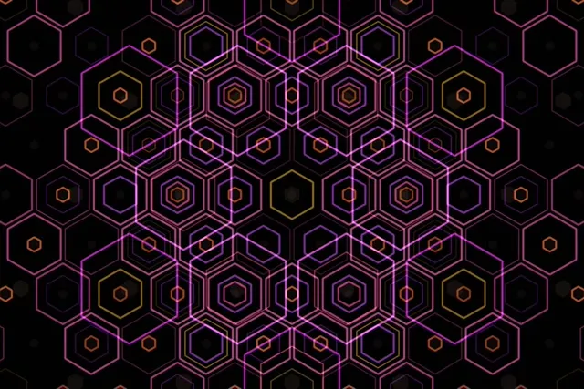 3:2 Surface | 60FPS Neon Hexagon Screensaver | VJ Loop Kaleidoscope Symmetry