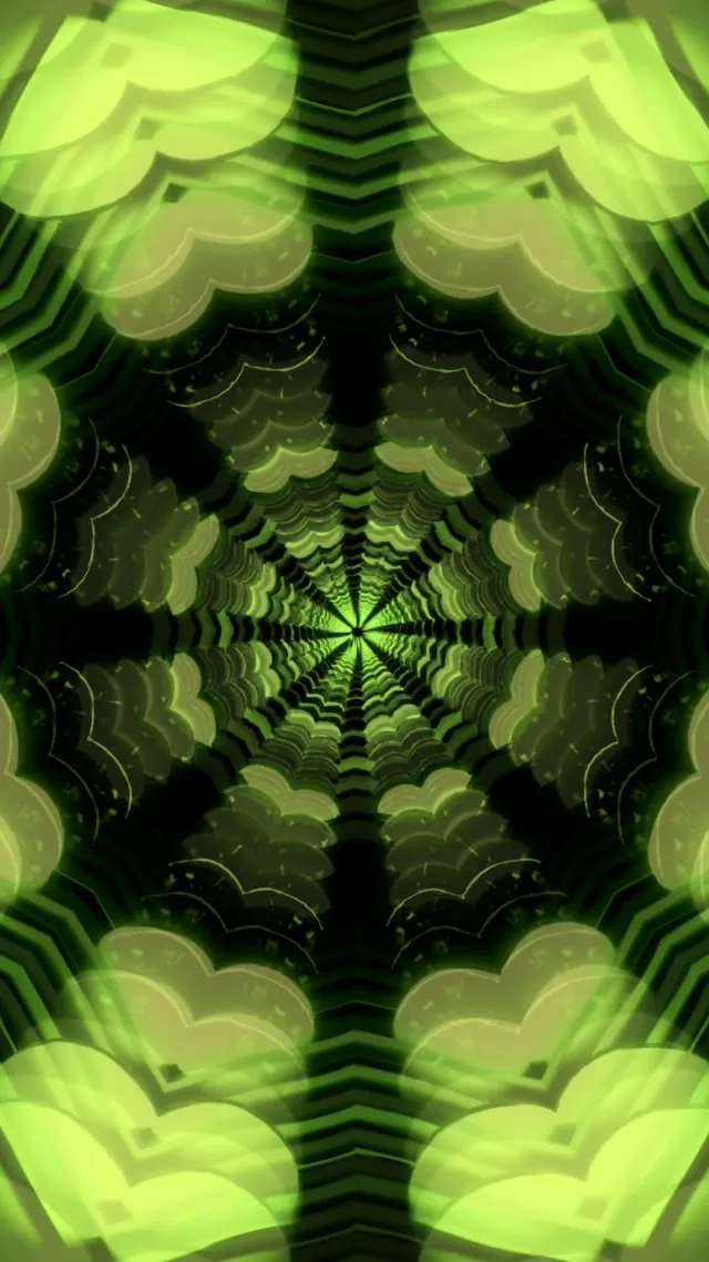 Green Spiraling Neon Tunnel 9:16 Reels 60fps VJ Loop