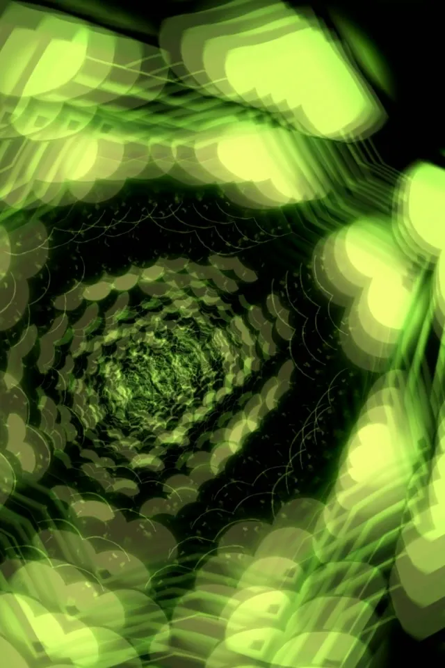 2:3 Portrait 60fps Screensaver Neon Tunnel Hypnotic Green Kaleidoscope Veejay Loop