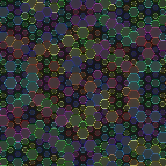 1:1 Square | 60fps Screensaver - Rotating Gold Cyan Honeycomb Live Wallpaper